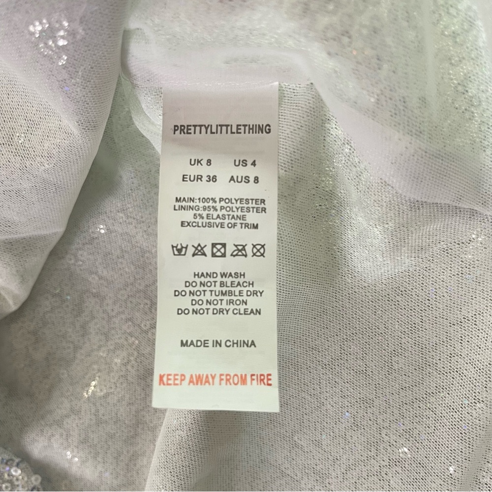 NWT pretty little thing Tarria Silver Sequin Chain Choker Mini Dress - Picture 8 of 11